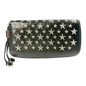JIMMY CHOO Zip Around Long Wallet BLK with Star Studs [EX] Limited Edition